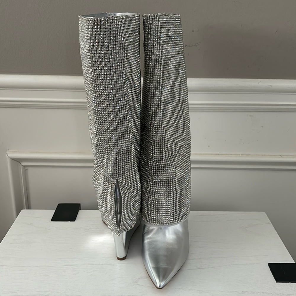 Steve Madden Riski Rhinestone Boots-Silver - Picture 12 of 16